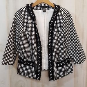 Marina Luna Black and White Check Blazer M Chain